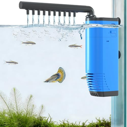 HIULLEN Fish Tank Filter, Internal Aquarium Filter, 3W Quiet Fish Tank Filter Pump, 210L/H, Suitable for Small Tank, Coldwater or Tropical Aquariums