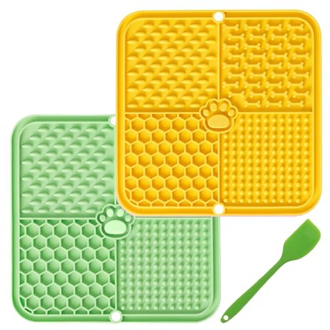 Juego de 2 alfombrillas para perros con ventosa para aliviar la ansiedad de los perros, para bañarse, cuidar y entrenar cachorros, amarillo, verde