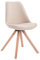 CLP Retro-Stuhl Toulouse Square Mit Stoffbezug Und Hochwertigem Sitzpolster I Lehnstuhl Mit Stabilem Holzgestell I Sitzhöhe 48 cm, Farbe:Creme, Gestell Farbe:Natur