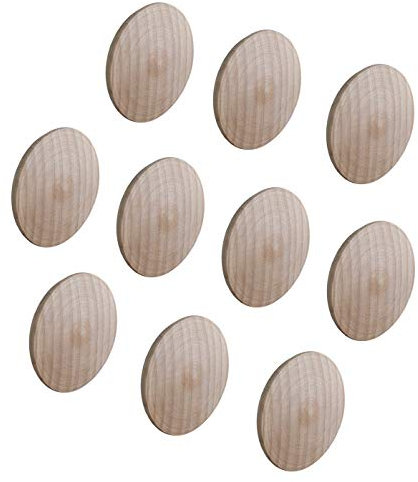 Gedotec Abdeckkappen MINIFIX Loch-Abdeckungen Holz für Blind-Bohrung Ø 35 mm | Massivholz Ahorn naturbelassen | Gesamt Ø 38 mm | Kappen rund zum Eindrücken | 10 Stück - Schrauben-Kappen für Möbel