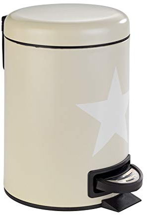WENKO Kosmetik Treteimer Stella Taupe - Kosmetikeimer, Mülleimer mit Tretmechanismus Fassungsvermögen: 3 l, Stahl, 17 x 25 x 22.5 cm, Taupe