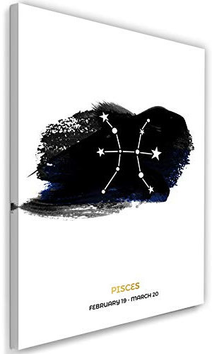 Bild auf Leinwand Fische Kunstdruck Modern Sternzeichen Pisces Blau 60x90 cm