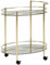 Wohnling Design Servierwagen Gold 67x79 cm Mobile Mini Bar, Beistelltisch auf Rollen, Speisewagen mit Glasplatte Weiß, Küchenwagen, Teewagen mit Milchglas