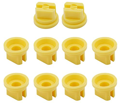 MroMax Flat Fan Spray Tip, 110 Degree Plastic Nozzle 0.2mm Aperture for Backpack Sprayer and Garden Spray - 10pcs (Yellow)
