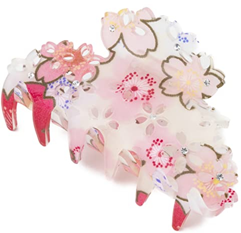 Haarklammer Klammern für Damen Mädchen Blume Haarkralle Haarspange Banane Ästhetische Haarklammer Haarschmuck Kristall Blume (182SAKURA Mittel Rosa)