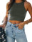 REORIA Damen Ärmellos Racerback Rundhals Tank Top Grau S