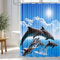 wiipara Duschvorhang 180x180cm, Wasserabweisende Duschvorhänge Blau Delphin Shower Curtains Bad Vorhang, Waschbar Badzimmer Badewanne Vorhang Duschvorhang Anti Schimmel mit 12 Duschvorhangringe