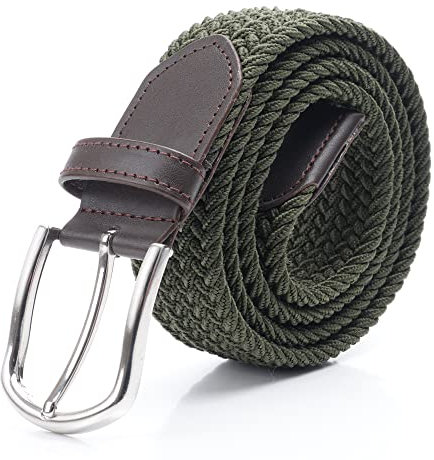 DWOY Elastischer Stoffgürtel Geflochtener Gürtel für Damen und Herren (Grün, 115)