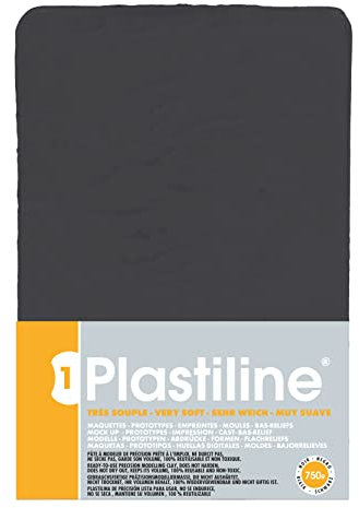 Jacques Herbin 7940T - Plastiline, 750g, Härte sehr weich, ideal zum Modellieren, 100% wiederverwendbar, Schwarz