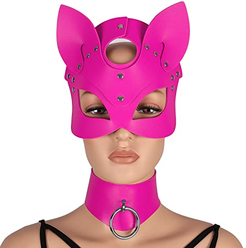 Frau Leder Maske Einstellbare Choker Schlüsselbein Kette Maske Maske Halloween Party Kostüm Requisiten