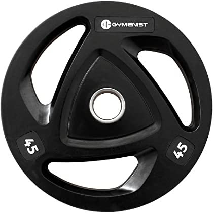 GYMENIST Premium Olympic Rubber Coated Metal Weight Plates for Men and Women – Durable Non Slip Grip and Long-Lasting Weights Plate Gym Sets for Home and Commercial Use (45 Lb - Single, Rubber),Black