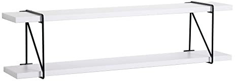 Eigentlich Wandregal mit Regalträger, Regalboden Breite 60, 80 o. 100cm wählbar, T13,8xH1,8cm, Hängeregal versch. Farben Büroregal Wandboard Bücherregal Regal Büro, Laden, Flur (Breite 80cm, White)