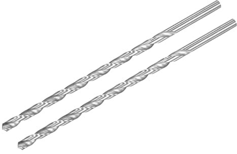 sourcing map HSS(High Speed Steel) Extra Long Twist Drill Bits, 7mm Drill Diameter 200mm Length for Hardened Metal Woodwork Plastic Aluminum Alloy 2 Pcs