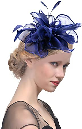 Fascinator Damen Organza Pillbox Hut Haarschmuck Feder Blumen Stirnband Haar Clip Cocktail Tea Party Kirche Haarreif Haarspange Hochzeit Brautschleier Vintage Kopfschmuck für Cosplay Karneval Bankett