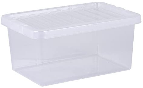Wham Crystal 11L Small Under Bed Plastic Storage Boxes With Lids - Pack of 5. Clear, Strong, Stackable, Nestable (5x 11 Litre) Made in UK