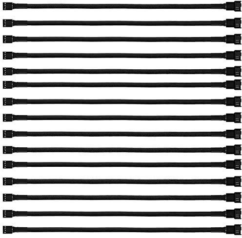 GTIWUNG 15 Stücke 4-Pin PWM Lüfter Verlängerungskabel, PWM Lüfter Kabel Schwarz, Lüfter Verlängerung 27cm 4pol, PC Ventilator Energien Kabel