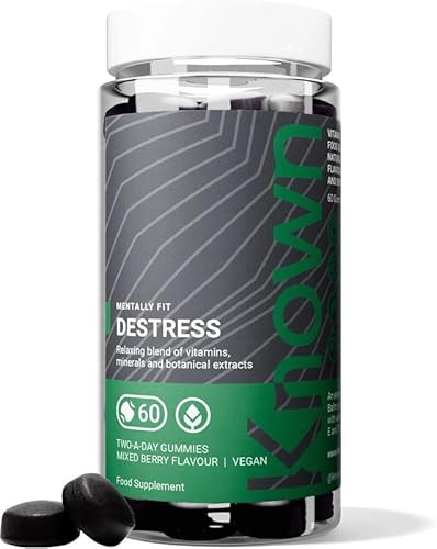 Known Destress Gummies – Mixed Berry Flavour – Vegan Gummy Supplement with Vitamin B6, Lemon Balm, Theanine & Chamomile – Relaxation, Mood & Wellbeing Support – 1 Month Supply – for Men & Women