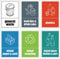 Mixed Set of Recycling Bin Signs/Stickers Pack - Self Adhesive Vinyl - Pack of 6 Stickers （150mm x 100mm）