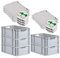 PROREGAL SuperSparSet 5x Eurobox NextGen Grip mit Scharnierdeckel und grünen Schiebeschnappverschlüssen, HxBxT 22x40x60cm, 44 L, Grau, Griffe offen, Eurobehälter, Transportbox
