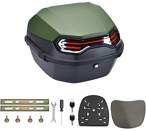 35L Motorrad Topcase für Roller Motorradkoffer Heckkoffer Kofferraum mit Rückenlehne Abschließbar Universal Wasserdicht Motorräder Heckbox für Moped/Mofa/Motorroller/Motorcycle,Grün,16*16*11in