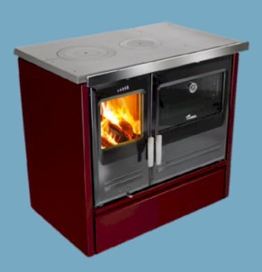Genérico Cocina DE LEÑA CALEFACTORA ETNA 7T Burdeos E3 ENCIMERA Hierro Fundido