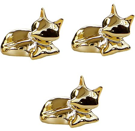 ABOOFAN Ornament 3 STK Fuchs Dekorative Ornamente & Küche Tierfiguren Aus Keramik Handbemalte Porzellanfigur Minifuchs Bastelt Golden Fuchs-skulptur Heim Zubehör Haushalt Weißes Porzellan