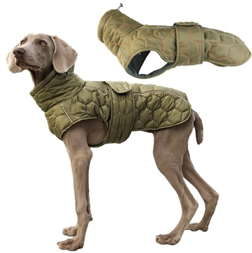 Aiboria Hundejacken Warme Hundemantel Winter Mittelgroße Welpen Hundepullover Fleece Winddichte Wasserdicht 2 in 1 Haustier Jacke Wintermantel Outdoor Olivgrün-B S