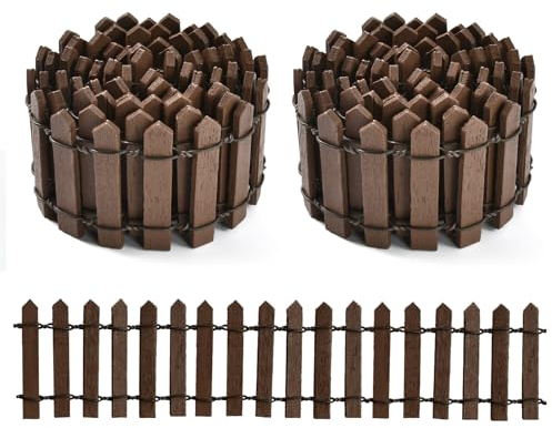 Miniatur Wichtel Zubehör, 2 pcs Miniatur Garten Zaun, Wichtel Zubehör, Puppenhaus Garten Miniatur Wichtel Zaun, Puppenhaus Zubehör DIY Weihnachten Deko Garten, Braun Holzzaun Ideal Zubehör Wichtel