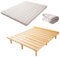 EMOOR Japanische Futon-Matratze Machi und Futonbett OSMOS Set 160 x 200 cm, Natur-Braun, 3 Höhen Verstellbar, Einfach zu Montieren, Japanisches Schlafbett Tatami-Matte Holzlatten-Bett Palettenbett