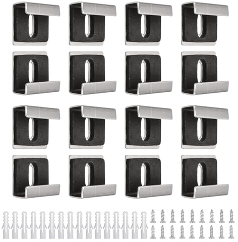 UFURMATE Supporto per specchio, 16 pezzi, kit di fissaggio da parete in acciaio inox, supporto per specchio da parete, kit di supporto per specchio in vetro per specchio spesso 6-8 mm