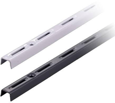 BOOMET Wandschienen 1-reihig Weiß 100cm 10 Stück · 2 Farben · Regalschienen für Regalträger/Wandregal · Regalbodenträger aus Stahl · pulverbeschichtet · Einfache Montage