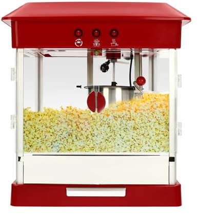 Macchina per popcorn da 800 W, grande macchina per popcorn per la casa, popcorn popper, con rivestimento antiaderente, 56 x 56 x 63 cm, per casa, negozi, supermercati, cinema