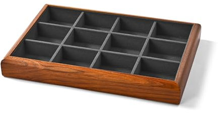 Oirlv Madera Maciza 12 Rejillas,De Rejilla Para Joyas, Apilables, Organizador De Joyas, Joyero(Gris Oscuro)