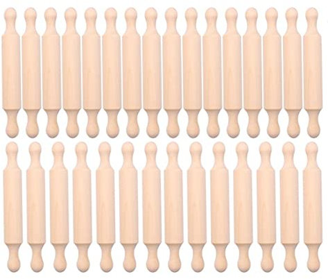 Hopbucan 20 Pezzi Mini Mattarello in Legno da 6 Pollici Lungo Cucina Mattarello Piccolo Rullo per Pasta di Legno per Bambini Fondente