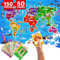 QUOKKA Giant Puzzles For 3 4 Year Olds - 90x60 cm 150pc WORLD MAP Shaped Jigsaw Puzzles For Kids - Large Floor Educational Jigsaw Toys for 3 5 Year Olds - Map Of The World Game Gift For Boys and Girls