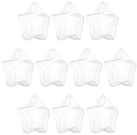 QUARKZMAN 10 Stück klare befüllbare Sternenverzierung, 10 cm hängende Kunststoffkugeln transparente sternförmige Dekoration Weihnachtssphäre für DIY-Basteln, Party, Hochzeit