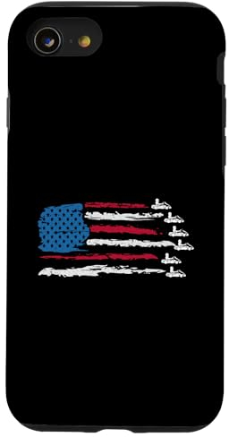 Hülle für iPhone SE (2020) / 7 / 8 Lustiges Go-Kart-Rennen mit USA-Flagge, Rennwagen