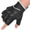 Harssidanzar Herren Fingerlose Motorradhandschuhe Ziegenleder Handschuhe GM037EU, Schwarz/Weiß, Größe L