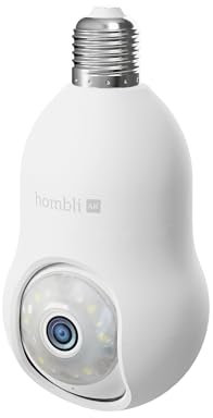Hombli 4K QHD Outdoor Security Camera | E27 Bulb Socket | Pan & Tilt Angle | WiFi | Infrared, Colour Night Vision | Motion Activated Floodlight & Alarm | Compatible with Alexa & Google