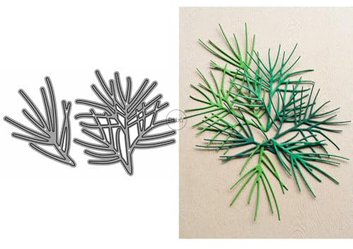 DzIxY Metall-Stanzschablonen für Kartenherstellung, Stanzschablonen-Set mit Kiefernbäumen und Blättern, Prägepapier, Schablonen-Set, Scrapbook-Schablonen, Zubehör, Maschinenvorlagen