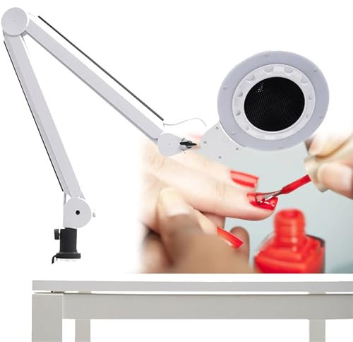 RayGenius Recolector de Polvo de uñas Profesional, Aspirador de uñas de Gran Capacidad de 80W con Montaje de Mesa Universal, Extractor de Polvo de uñas LED Quiet。