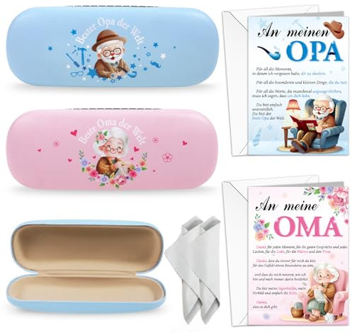 HOWAF Oma und Opa Geschenke, Brillenetui Oma Brillenetui Opa mit Karte, Weihnachtsgeschenke für Großeltern, Geburtstag Jahrestag Weihnachten Geschenk