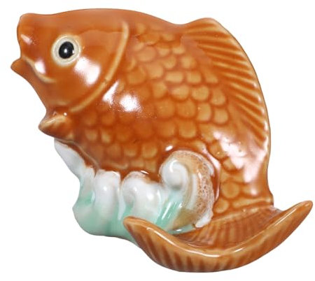 Garneck Statuetta Di Pesce Koi in Ceramica Decorazione Da Giardino Funzione Spruzzo d Acqua Statuette Di Carpe Per Ugello Per Fontana Forma Di Pesce