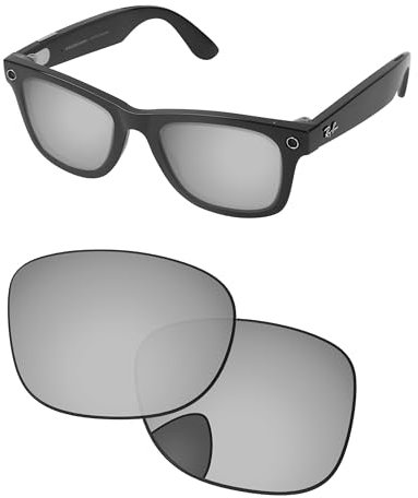 PapaViva Ersatzgläser kompatibel mit Ray-Ban Stories Wayfarer L RW4004 53 mm Sonnenbrille, chrom / silber, RW4004 53mm