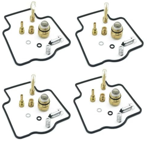 YYTEMD Membrandichtungssatz Vergaser-Reparatursätze, Langsame Hauptdüsen, Schwimmernadel, Ventilschrauben, O-Ringe, Wiederaufbauteile, 4 Sätze Für ZX250 Für ZXR250
