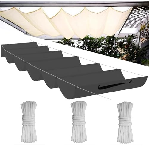 Einziehbare Welle Sonnensegel,Wellenmarkise Verstellbar Schutz vor UV-Strahlungen,Sonnenschutz,Wasserdicht,Garten,1x2M,Dunkelgrau