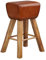 Barhocker Turnbock 43x75x43 cm Mango Massivholz/Echtleder | Design Barstuhl Braun | Lederhocker ohne Lehne | Country Hocker Tresenstuhl