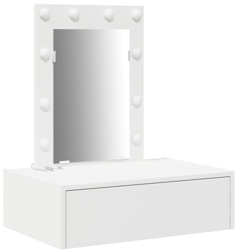 vidaXL Schminktisch mit Schubladen Weiß 60 x 40 x 70 cm Holzwerkstoff, Schlafzimmer-Stauräume, modernes Schminktisch-Set, langlebiger Spiegel, stylisches Wohnaccessoire