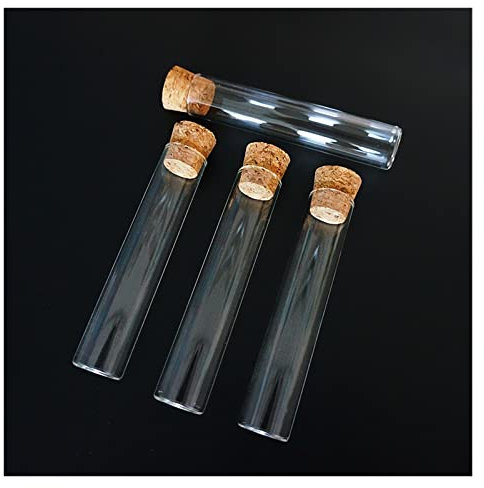 HMFANG 24 Teile/los 20x100mm Labor Glas Reagenzglas Mit Kork Stopfen Flachboden Rohr Behälter Laborbedarf