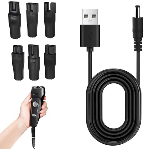7Pcs Electric Shaver Charger Cable Kit, USB for Electric Clippers, 5V USB Power Adapter Cord Replacement for Hair Clippers, Beard Trimmers, Shavers, Beauty Devices, Desk Lamps, Purifiers